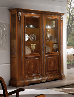 Vitrine 2 portes Armoire en bois Vitrines de salon Vitrines de design Mobilier en verre