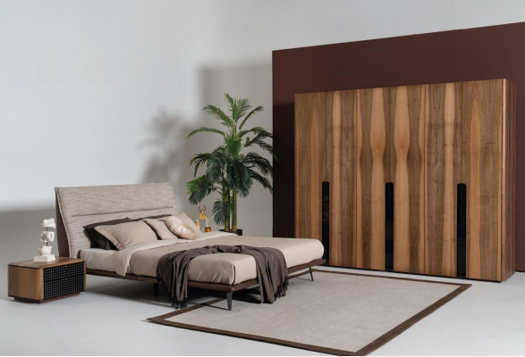 Design de chambre Loft moderne Conception de lit de chambre Lits de luxe Mobilier de style Rembourrage gris nouveaux