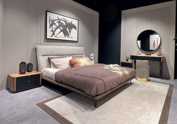 Design de chambre Loft moderne Conception de lit de chambre Lits de luxe Mobilier de style Rembourrage gris nouveaux