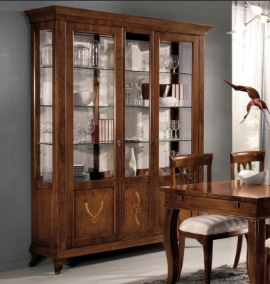 Vitrine Salon Meubles Buffet en bois massif Vitrines Armoire en verre Bois véritable