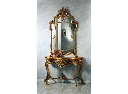 Console de style campagnard avec miroir Coiffeuse avec miroir Table console en or