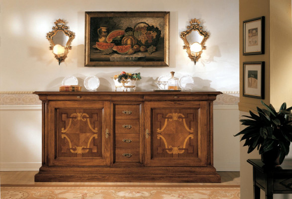 Meuble de luxe en bois italien Buffet Commode Style baroque Buffet en bois massif