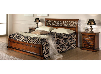 Meubles de chambre italiens Lit Table de chevet Lits en bois massif Ensemble de 3 pièces