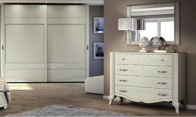 Commode Miroir Armoire Commodes Étagère Console Meubles Armoire en bois Italie Lot de 2 pièces.
