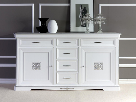 Commode Buffets Armoire en bois massif Meuble Commode Buffet Buffet Blanc