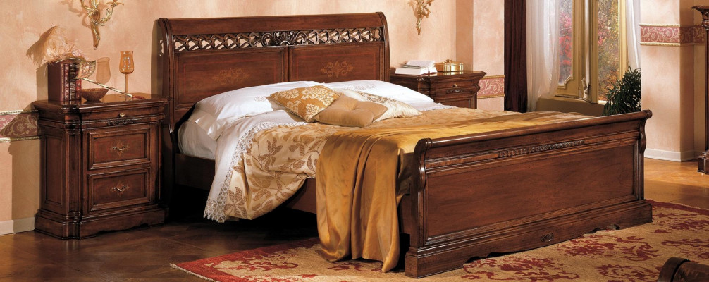 Lit double en bois massif Mobilier de chambre à coucher Design Mobilier de lit Vaccari cav giovanni