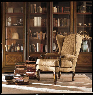 Fauteuil Bibliothèque Fauteuil de Lecture Fauteuil à Oreilles Canapé Tapisserie Mobilier Italien de Luxe