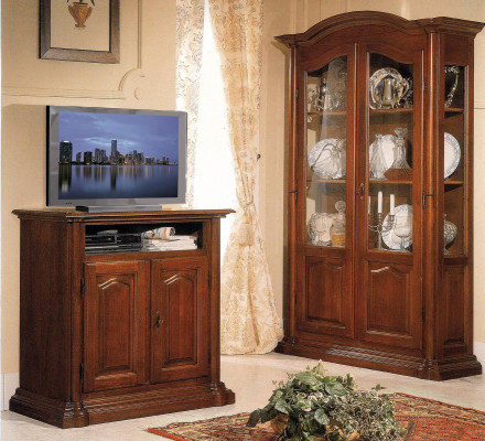 meuble TV design pour salon en Italie brun en bois étagères étagère basse