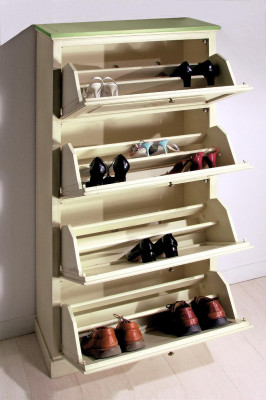 Meuble à chaussures 4 compartiments Commode en bois Meuble en bois massif Meuble à chaussures Étagère à chaussures Étagère neuve