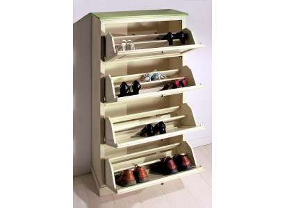 Meuble à chaussures 4 compartiments Commode en bois Meuble en bois massif Meuble à chaussures Étagère à chaussures Étagère neuve