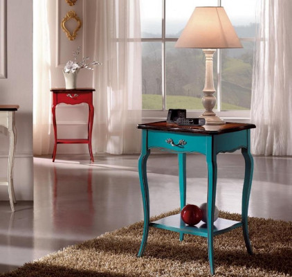 Consoles Table de chevet Chambre Table d'appoint Design moderne Meubles Bois Bleu Azur