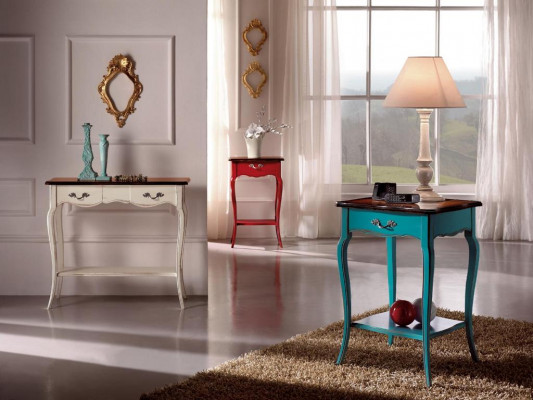 Consoles Table de chevet Chambre Table d'appoint Design moderne Meubles Bois Bleu Azur
