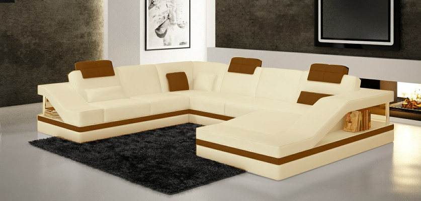 Canapé design U-forme Canapé d'angle Ensemble de canapés Rembourrage Canapé en cuir Ensembles Paysage vivant nouveau