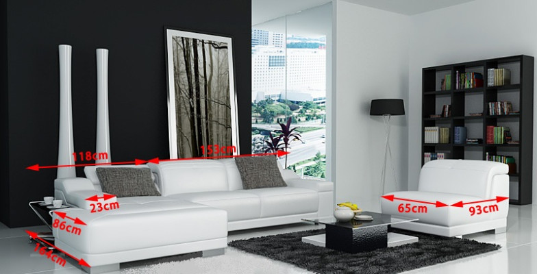 Canapé d'angle moderne en forme de L avec siège rembourré, canapé d'angle + fauteuil. Canapé d'angle