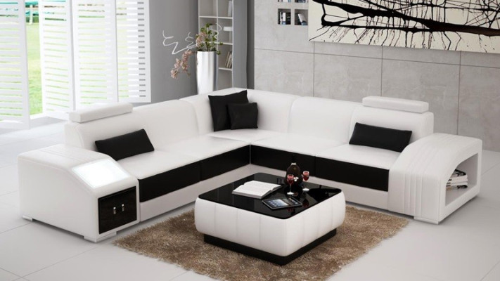 Canapé en cuir Canapé en L-forme Mobilier paysager Salon Canapé d'angle Suite Design