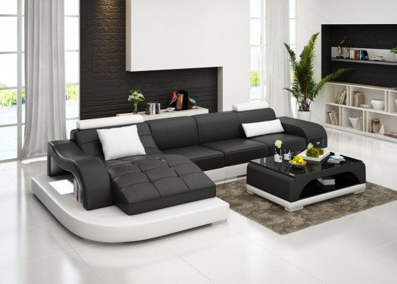 Canapé d'angle Canapé en cuir Canapé Rembourrage Assise d'angle Paysage de vie Suite en forme de L