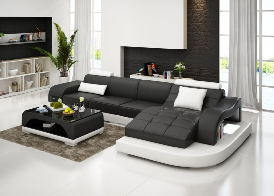 Canapé d'angle Canapé en cuir Canapé Rembourrage Assise d'angle Paysage de vie Suite en forme de L