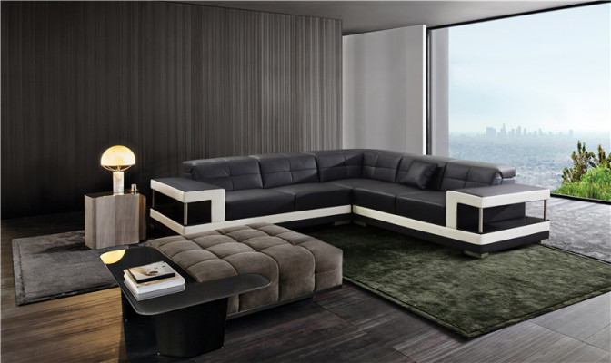 Canapé en cuir en forme de L Canapé d'angle Paysage de vie Canapé d'angle Suite Canapé design