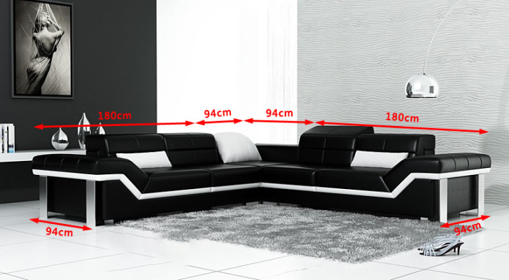 Canapé en cuir en forme de L Living landscape Canapé d'angle Suite Design Décor Moderne