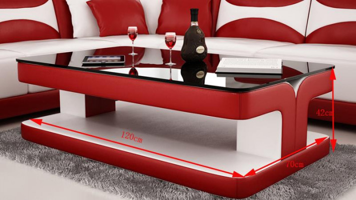 Table basse en cuir moderne Table en verre moderne Tables de design Tables en verre