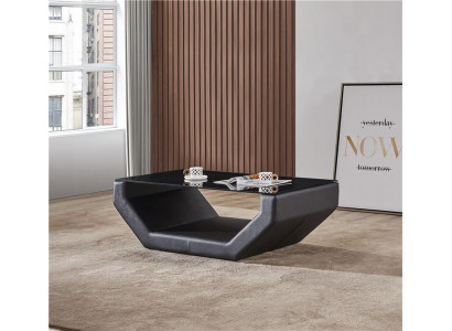 Élégantes tables basses de luxe en verre design, table de canapé, tables d'appoint en cuir pour canapé.