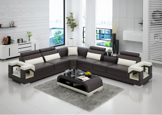 Moderne Ledersofa Couch Polster Eckgarnitur Ecksofas Sofa Couches Ecksofa + USB