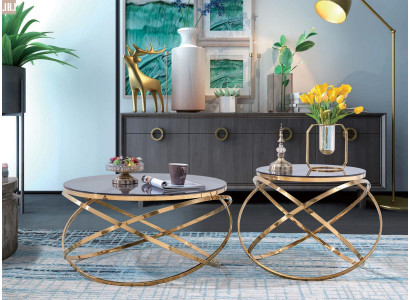 Table d'appoint latérale Tables rondes Canapé rond Métal Faux marbre Designer Luxe