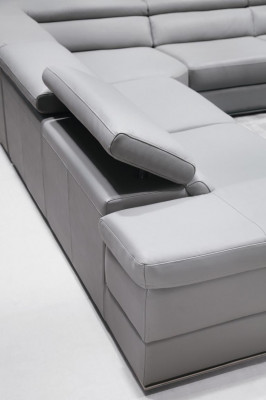 Canapé en cuir Canapé Canapé d'angle Suite d'angle Design Moderne 1530B