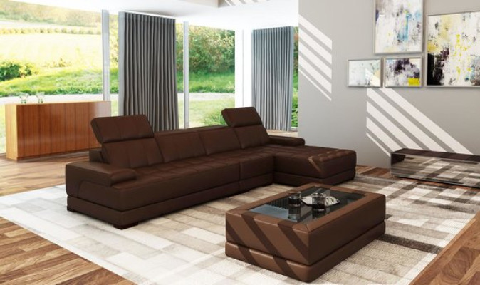 Canapé en cuir Canapé d'angle Canapé Sofa Rembourrage Salon d'angle En forme de L XXL Grands canapés