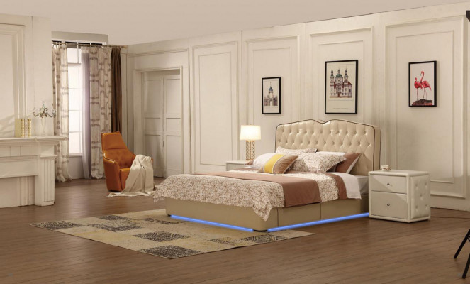 Hôtel de design moderne Lits Lit XXL Luxe Double Cuir Chesterfield