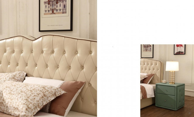 Hôtel de design moderne Lits Lit XXL Luxe Double Cuir Chesterfield