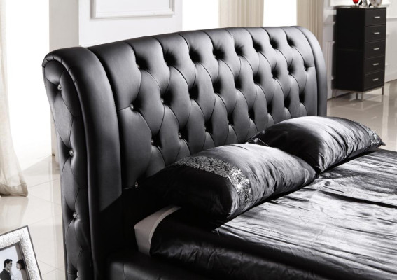 Conception moderne d'hôtel lit Lits XXL de luxe Double lit en cuir Chesterfield