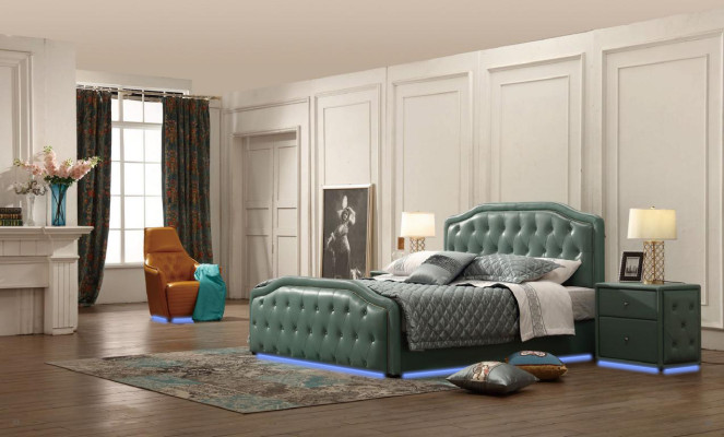 Hôtel design moderne Lit XXL Lits de luxe Chesterfield double en cuir 180x200cm