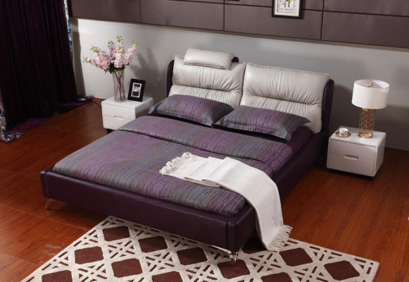 Design de luxe moderne Lit XXL Style de lits décor hôtel double en cuir 140 160