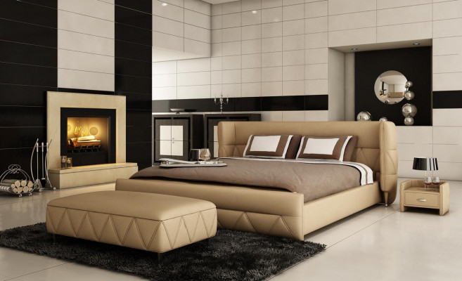 Lit de design moderne Hôtel Lits XXL Style de luxe Double Cuir 140 160 180x200cm