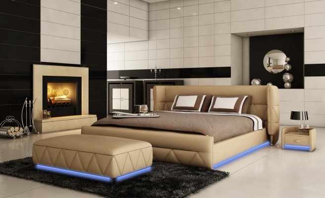 Lit de design moderne Hôtel Lits XXL Style de luxe Double Cuir 140 160 180x200cm