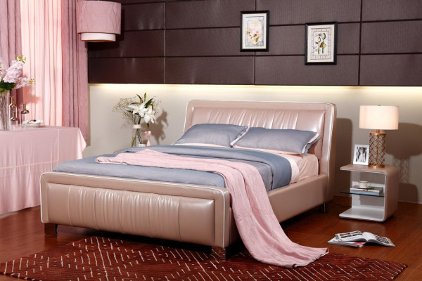 Lit double de designer Lits Lits Chambre Cuir Hôtel Luxe Tapisserie