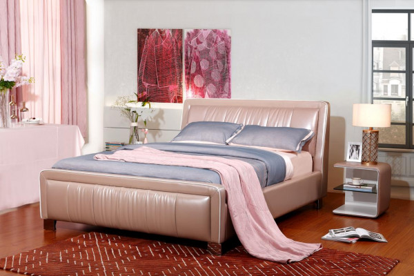 Lit double de designer Lits Lits Chambre Cuir Hôtel Luxe Tapisserie