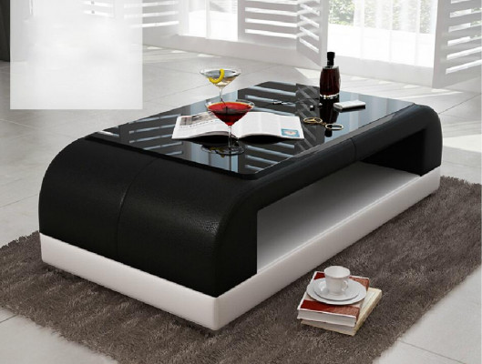 Table basse en verre Design Table basse Salon Canapé en cuir côté sofa