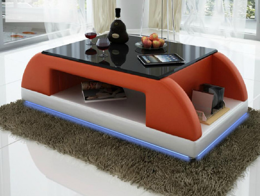 Revêtement de canapé moderne en cuir Table de verre latérale de salon Tables à café