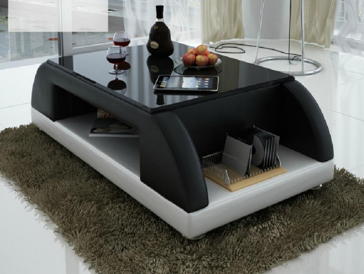 Revêtement de canapé moderne en cuir Table de verre latérale de salon Tables à café