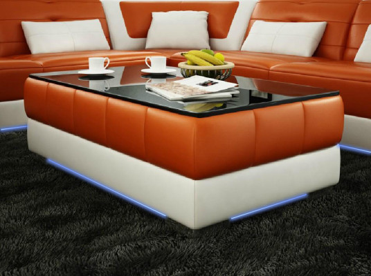 Table basse design pour salon en verre cuir canapé canapé côté café