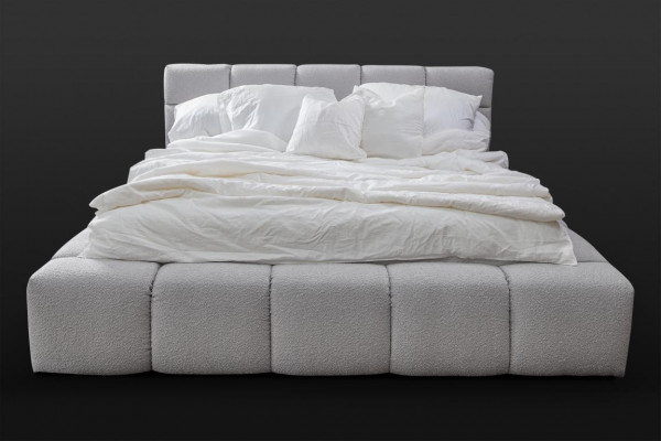 Lit gris chambre double design luxueux élégant tissu d'ameublement neuf