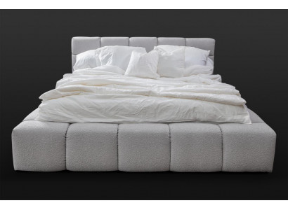 Lit gris chambre double design luxueux élégant tissu d'ameublement neuf