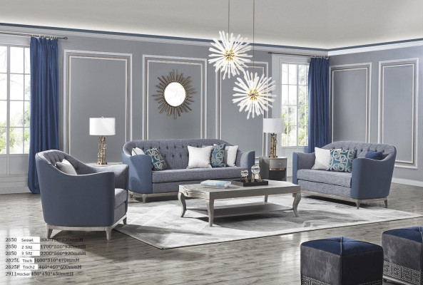 Élégant ensemble de canapés Chesterfield 3+2+1 dans un style contemporain composé de 7 pièces.