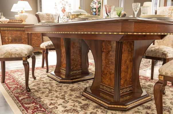 Suite Salle à manger Vitrine Table 6x Chaise Commode Miroir Baroque nouveau 10 pièces.