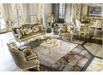 Ensemble complet : Canapé 3 places 1 place 1 place + Table basse Salon de designer Paysage vivant Canapé