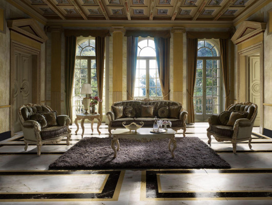 Ensemble de sièges 3+2+1 sièges Tissu d'ameublement italien Design Chesterfield