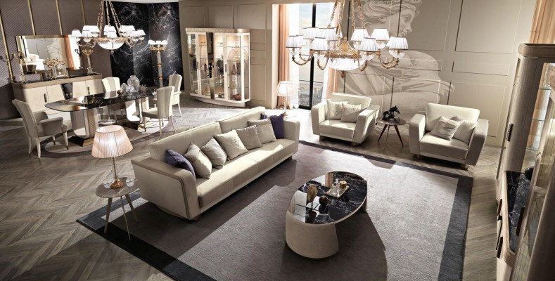 Meubles d'Italie Ensemble de canapés 3+1+1 Design de canapé Canapés rembourrés Canapé