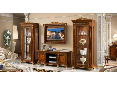 Ensemble de 4 pièces pour le salon - meuble TV, 2 vitrines, cadre en bois - groupe de luxe Suite Italie